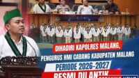 Dihadiri Kapolres Malang, Pengurus HMI Cabang Kabupaten Malang 2026–2027 Resmi Dilantik