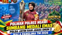 Polwan Polres Ngawi Sumbang Medali Emas, Polda Jatim Raih Juara Umum 2 Piala Panglima TNI 2026